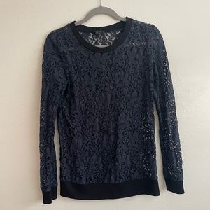 Theory navy lace long sleeve